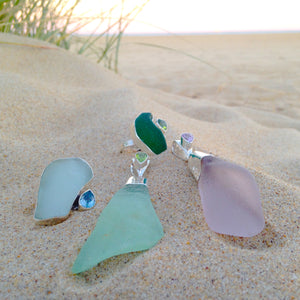 Sea glass washes up on the beach after  being naturally polished by the Ocean. 