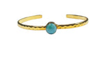 Load image into Gallery viewer, Freedom Stone Larimar Peace Cuff - Gold Plated over Brass-Jenstones Jewelry
