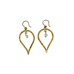 Load image into Gallery viewer, Lotus Pearl Drop Earrings Medium Brass-Jenstones Jewelry
