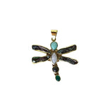Load image into Gallery viewer, Dragonfly Pendant - Multi stone in Brass-Jenstones Jewelry
