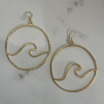 Load image into Gallery viewer, Hammered Brass Wave Hoop Earrings-Jenstones Jewelry
