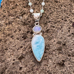 Load image into Gallery viewer, Ocean Moon Goddess Pendant - Larimar with Moonstone and Pearl in Sterling Silver-Jenstones Jewelry
