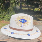 Load image into Gallery viewer, Sombrero White &amp; Blue/ Gold Side Eye-Jenstones Jewelry
