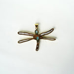 Load image into Gallery viewer, Dragonfly Pendant - Amazonite and Pearl in Brass-Jenstones Jewelry
