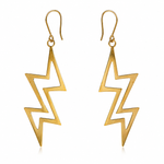 Load image into Gallery viewer, Thunder Goddess Lightning Earrings in Brass-Jenstones Jewelry
