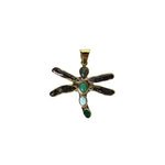 Load image into Gallery viewer, Dragonfly Pendant - multi stone in brass-Jenstones Jewelry
