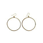 Load image into Gallery viewer, Circle Earrings Hammered Brass Large-Jenstones Jewelry
