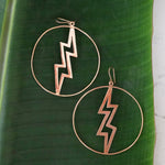 Load image into Gallery viewer, Thunder Goddess Hoops in Brass-Jenstones Jewelry
