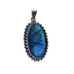 Load image into Gallery viewer, Cowrie Flower Labradorite Pendant in Sterling Silver-Jenstones Jewelry

