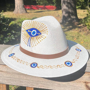 Sombrero White & Blue/ Gold Side Eye-Jenstones Jewelry
