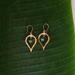Load image into Gallery viewer, Lotus Emerald Earrings - Brass-Jenstones Jewelry
