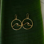 Load image into Gallery viewer, Nosara Wave Hoops in Brass-Jenstones Jewelry
