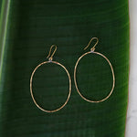 Load image into Gallery viewer, Oval Earrings in Brass-Jenstones Jewelry
