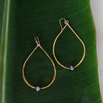Load image into Gallery viewer, Midnight Pearl Teardrop Earrings – Brass-Jenstones Jewelry
