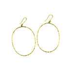 Load image into Gallery viewer, Oval Earrings in Brass-Jenstones Jewelry
