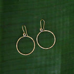 Load image into Gallery viewer, Circle Earrings Hammered Brass- Small-Jenstones Jewelry
