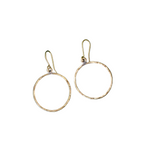 Load image into Gallery viewer, Circle Earrings Hammered Brass- Small-Jenstones Jewelry
