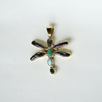 Load image into Gallery viewer, Dragonfly Pendant - multi stone in brass-Jenstones Jewelry
