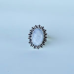 Load image into Gallery viewer, Cowrie Flower Oval Moonstone Ring Sterling Silver-Jenstones Jewelry
