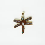 Load image into Gallery viewer, Dragonfly Pendant - Multi stone in Brass-Jenstones Jewelry
