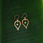 Load image into Gallery viewer, Lotus Pearl Drop Earrings Small Brass-Jenstones Jewelry
