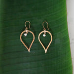 Load image into Gallery viewer, Lotus Pearl Drop Earrings Medium Brass-Jenstones Jewelry
