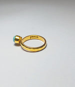 Load image into Gallery viewer, Freedom Stone Larimar Peace Ring - Gold Plated over Brass-Jenstones Jewelry

