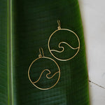 Load image into Gallery viewer, Hammered Brass Wave Hoop Earrings-Jenstones Jewelry
