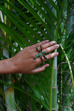 Load image into Gallery viewer, Dragonfly Ring - Pearl and Christophase in Brass-Jenstones Jewelry
