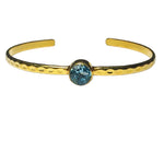Load image into Gallery viewer, Freedom Stone Blue Topaz Shine Cuff - Gold Plated over Brass-Jenstones Jewelry

