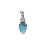 Load image into Gallery viewer, Ocean Moon Goddess Pendant - Larimar with Moonstone and Pearl in Sterling Silver-Jenstones Jewelry
