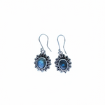 Load image into Gallery viewer, Cowrie Flower Labradorite Earrings Sterling Silver-Jenstones Jewelry

