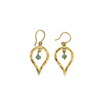 Load image into Gallery viewer, Lotus Emerald Earrings - Brass-Jenstones Jewelry
