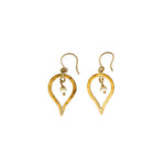 Load image into Gallery viewer, Lotus Pearl Drop Earrings Small Brass-Jenstones Jewelry
