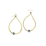 Load image into Gallery viewer, Midnight Pearl Teardrop Earrings – Brass-Jenstones Jewelry
