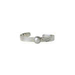 Load image into Gallery viewer, Pearl Hammered Silver Cuff-Jenstones Jewelry
