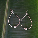 Load image into Gallery viewer, Teardrop Pearl Earrings in Hammered Sterling Silver-Jenstones Jewelry
