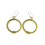 Load image into Gallery viewer, Brass Ouroboros Earrings-Jenstones Jewelry
