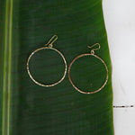 Load image into Gallery viewer, Circle Earrings Hammered Brass Large-Jenstones Jewelry
