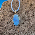 Load image into Gallery viewer, Cowrie Flower Labradorite Pendant in Sterling Silver-Jenstones Jewelry
