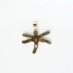 Load image into Gallery viewer, Dragonfly Pendant - multi stone in brass-Jenstones Jewelry
