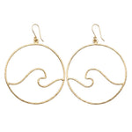 Load image into Gallery viewer, Lucky Wave Hoops in Brass-Jenstones Jewelry
