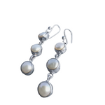 Load image into Gallery viewer, Triple Dangling White Fresh Water Pearl Earrings-Jenstones Jewelry
