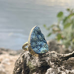 Load image into Gallery viewer, Bronze Titanium Tear Druzy Ring-Jenstones Jewelry
