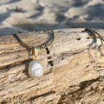 Load image into Gallery viewer, Gold Plated Bronze White Organic Pearl Coin Pendant-Jenstones Jewelry
