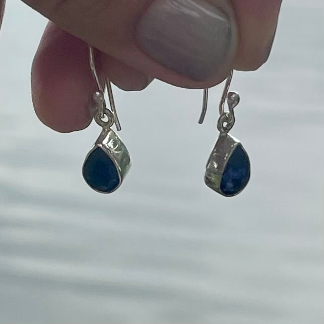 Sapphire Facet Tear Dangle Earrings-Jenstones Jewelry