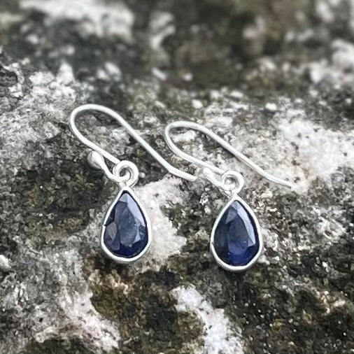 Sapphire Facet Tear Dangle Earrings-Jenstones Jewelry