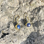 Load image into Gallery viewer, Bronze Pearl Dangle Earrings blue/ gray-Jenstones Jewelry
