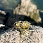 Load image into Gallery viewer, Bronze Mermaid Ring with Sapphire-Jenstones Jewelry
