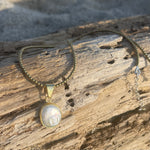 Load image into Gallery viewer, Gold Plated Bronze White Organic Pearl Coin Pendant-Jenstones Jewelry
